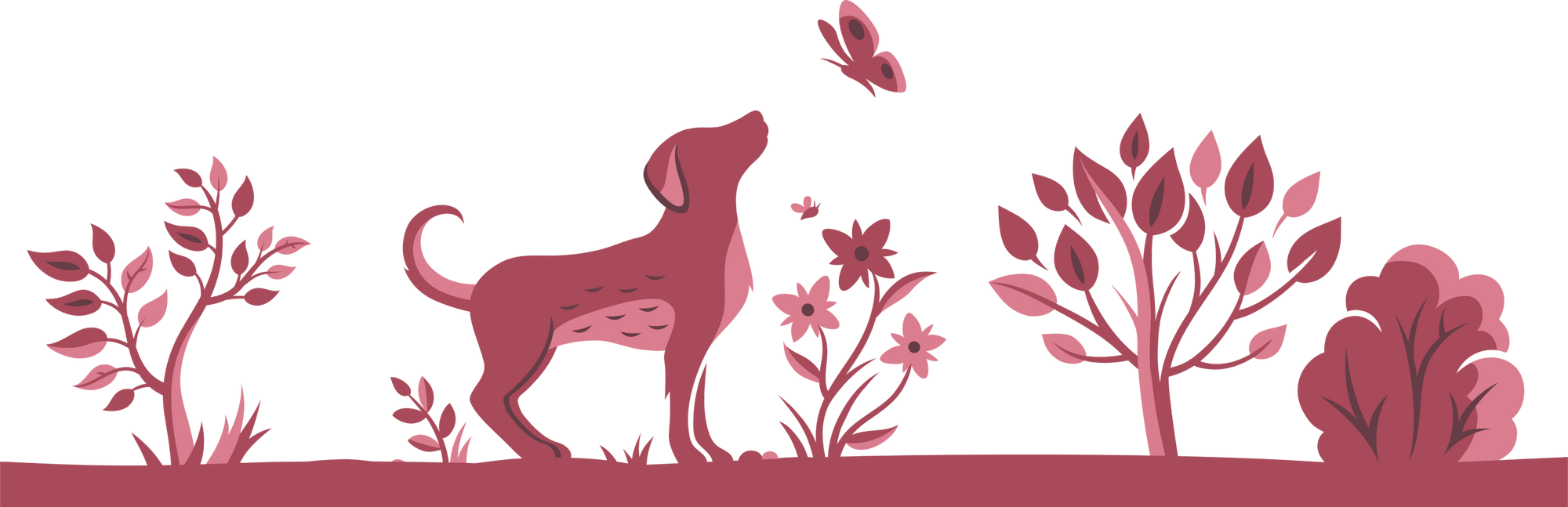 Decorative dog and nature illustration.