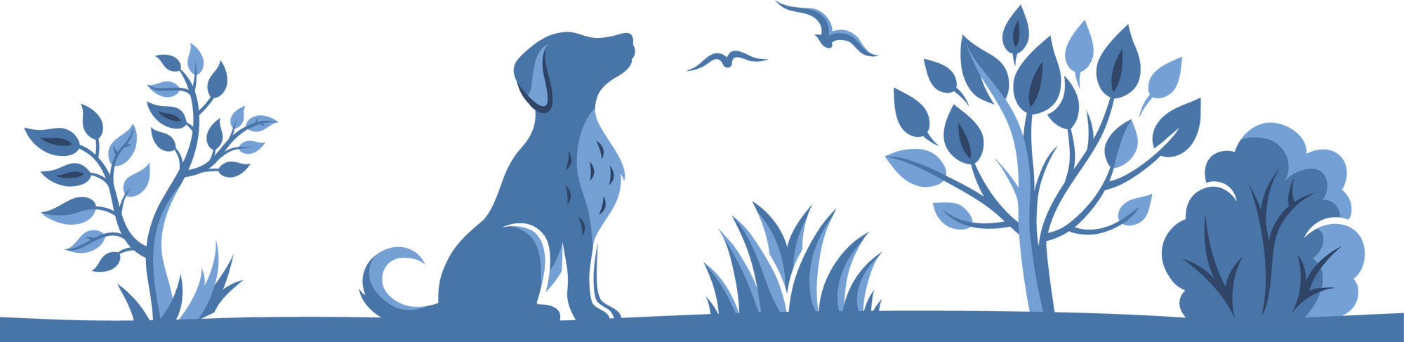 Decorative dog and nature illustration.