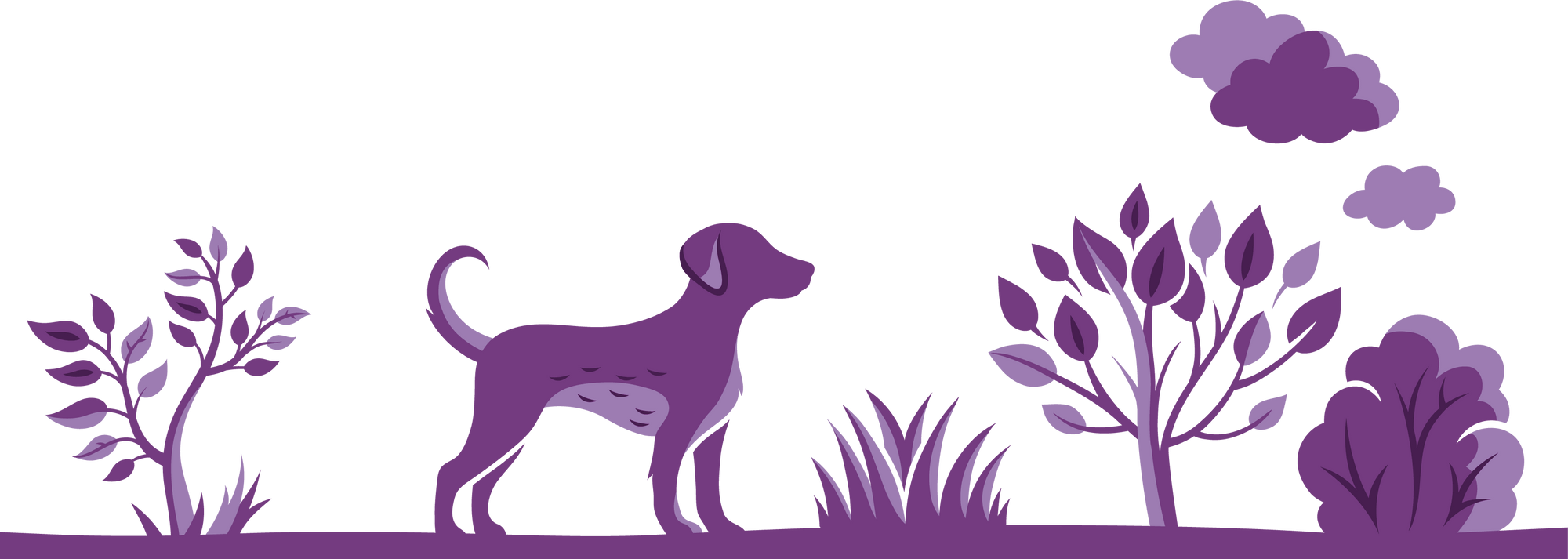 Decorative dog and nature illustration.