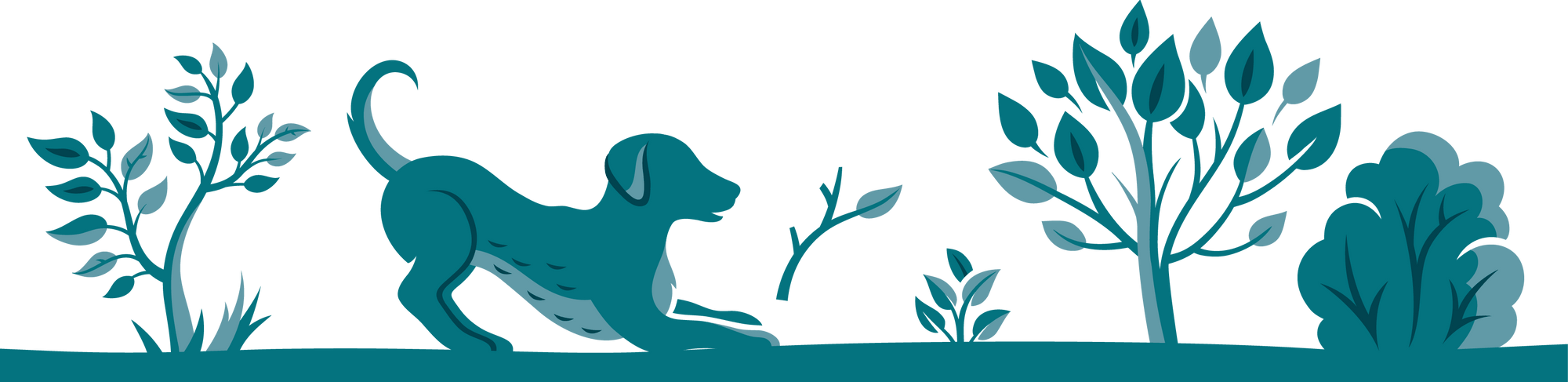 Decorative dog and nature illustration.