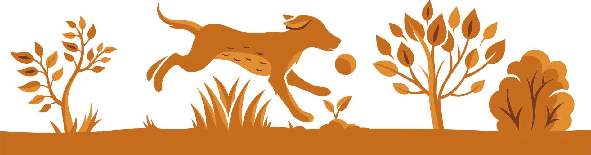 Decorative dog and nature illustration.