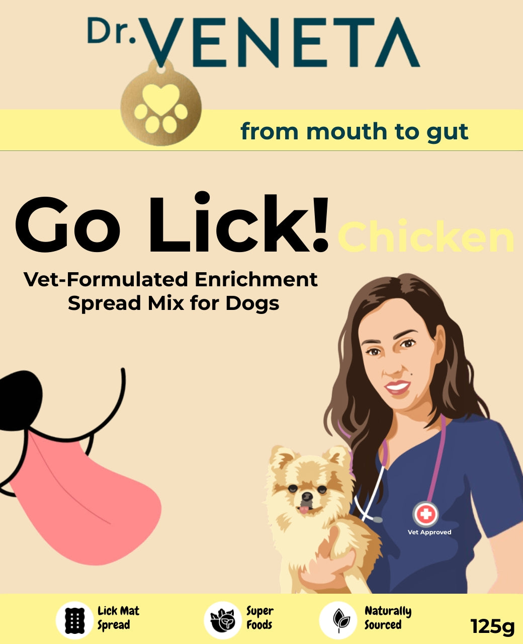 Dr Veneta Go Lick Chicken enrichment spread mix for dogs